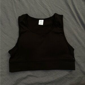 Black Ribbed Crop Top